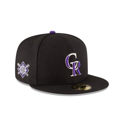 Black Colorado Rockies Hat - New Era MLB Jackie Robinson Day 59FIFTY Fitted Caps USA0531269